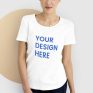 woman wearing mockup design space white tee